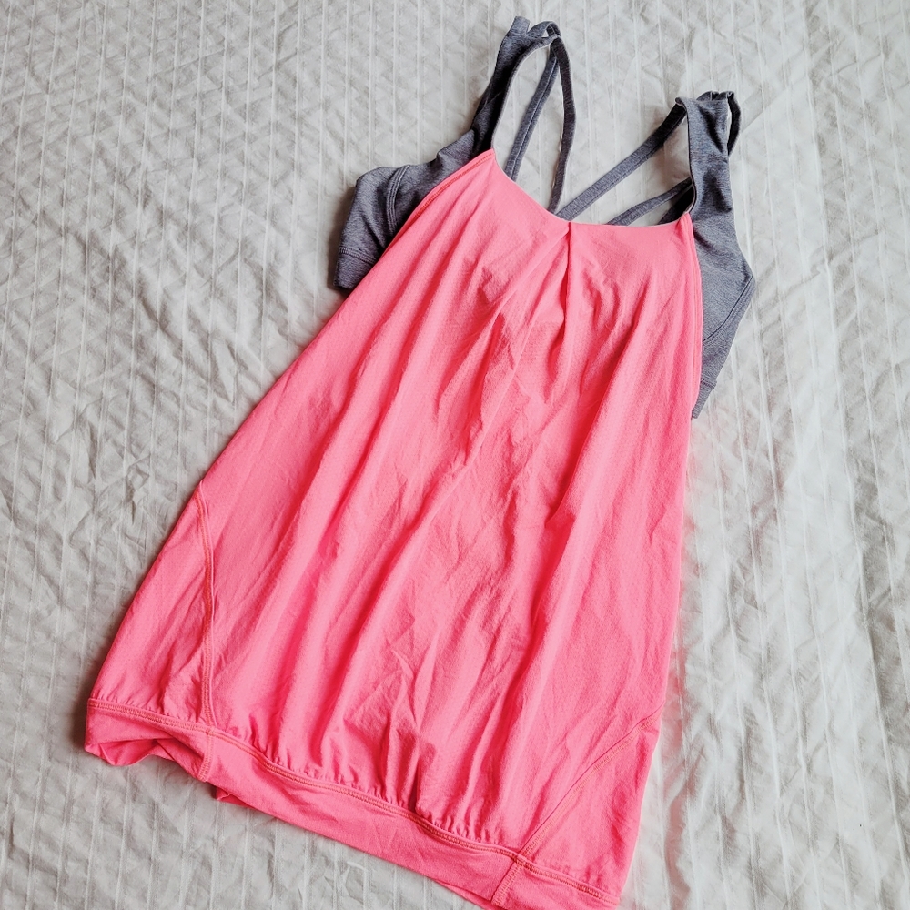 Lululemon Pink and Gret Workout Tanktop